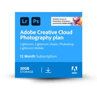 Adobe Plan Fotograficzny CC 20GB: Photoshop + Lightroom MULTI Win/Mac – licencja na subskrypcję (1 rok) – 1 użytkownik ESD