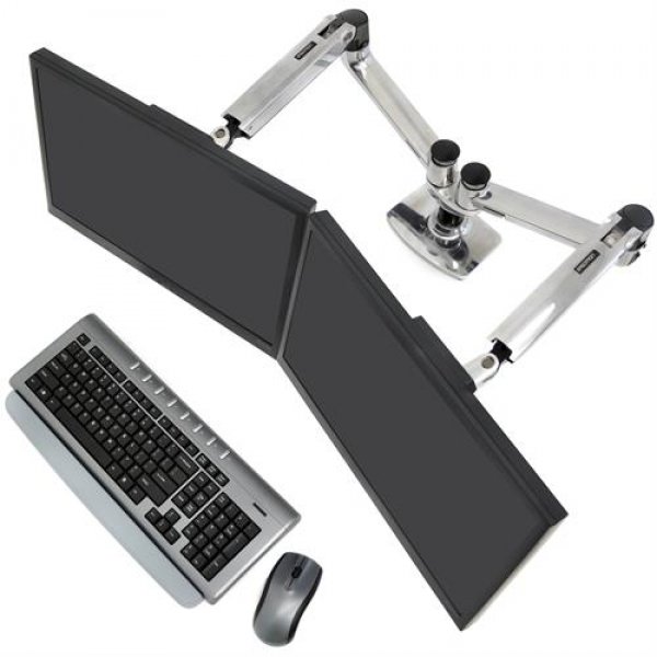 Ergotron - LX Dual Side-by-Side Arm - dwuramienny uchwyt biurkowy na dwa monitory (polerowane aluminium)