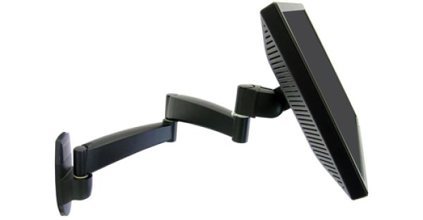 Ergotron - Seria 200 Monitor Arm - uchwyt ścienny do monitora z podwójnym rozszerzeniem (czarny)